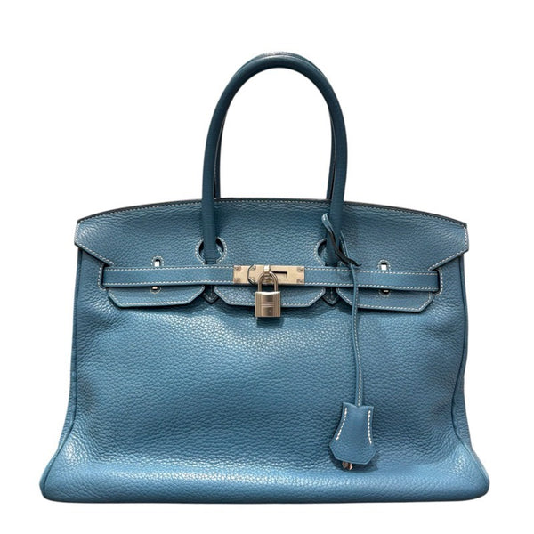 エルメス HERMES バーキン35 刻印不鮮明 ブルージーン シルバー金具 トゴ レディース ハンドバッグ