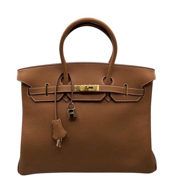 エルメス HERMES バーキン35 ▢H刻印 ゴールド×ゴールド金具 トゴ レディース ハンドバッグ