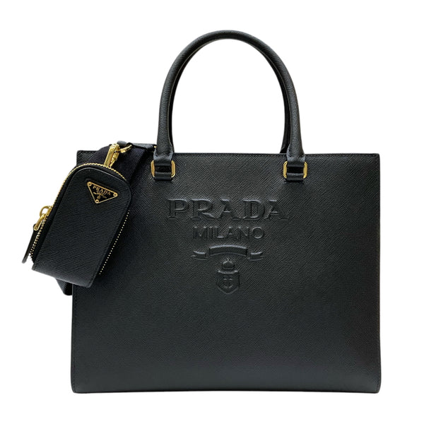プラダ PRADA サフィアーノ 2WAYハンドバッグ 1BA337 ブラック サフィアーノレザー レディース ハンドバッグ