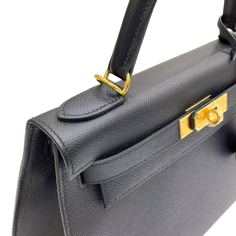エルメス HERMES ケリー28 外縫い W刻印 ブラック シルバー金具 ヴォーエプソン レディース 2wayハンドバッグ
