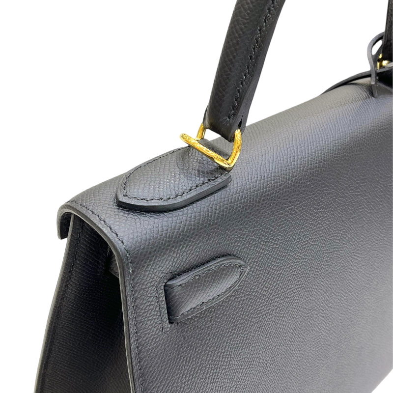 エルメス HERMES ケリー28 外縫い W刻印 ブラック シルバー金具 ヴォーエプソン レディース 2wayハンドバッグ