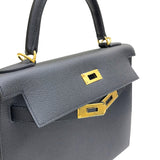 エルメス HERMES ケリー28 外縫い W刻印 ブラック シルバー金具 ヴォーエプソン レディース 2wayハンドバッグ