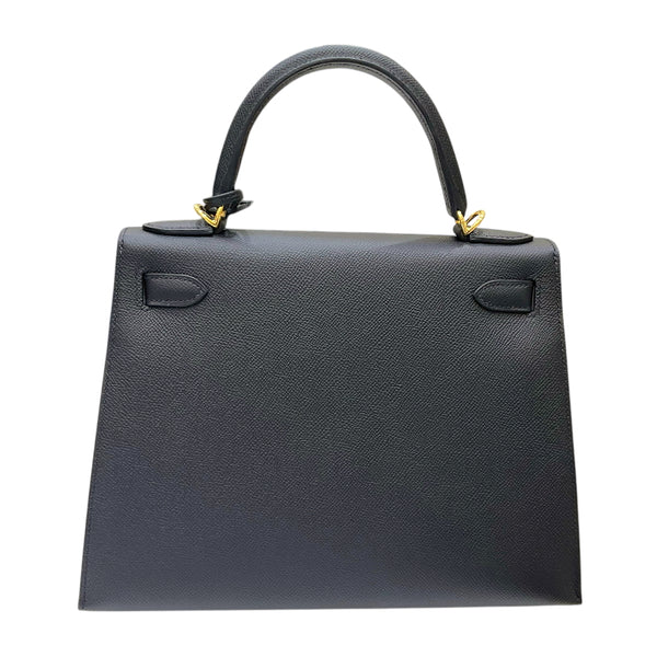 エルメス HERMES ケリー28 外縫い W刻印 ブラック シルバー金具 ヴォーエプソン レディース 2wayハンドバッグ