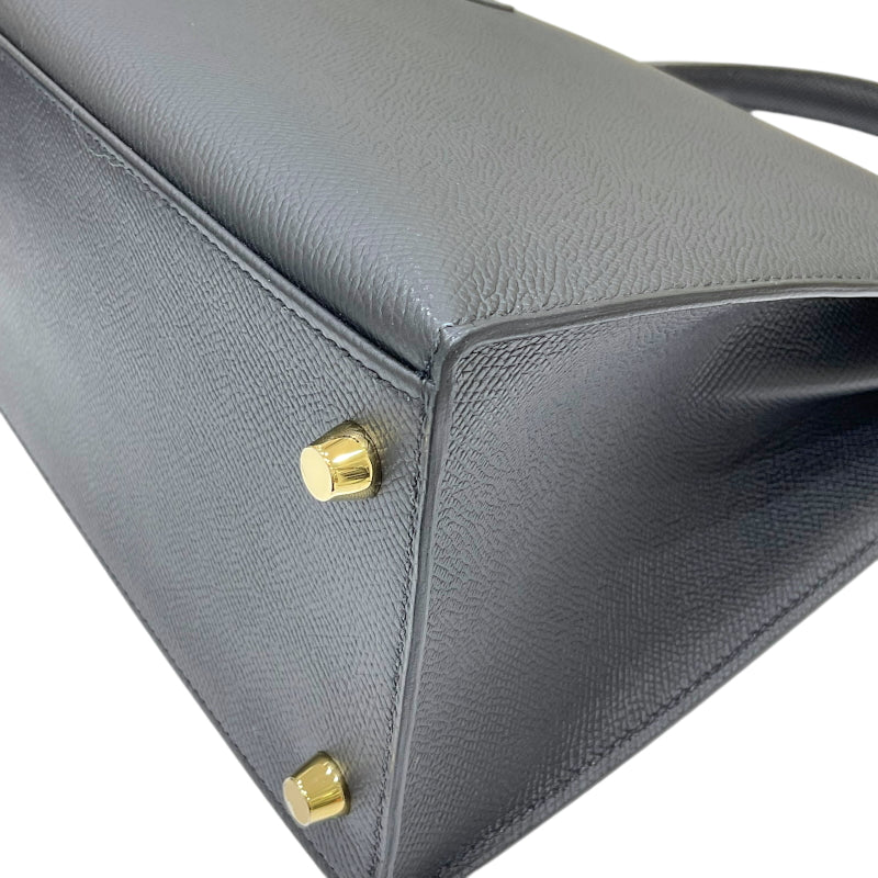 エルメス HERMES ケリー28 外縫い W刻印 ブラック シルバー金具 ヴォーエプソン レディース 2wayハンドバッグ