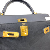 エルメス HERMES ケリー28 外縫い W刻印 ブラック シルバー金具 ヴォーエプソン レディース 2wayハンドバッグ
