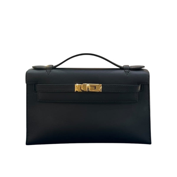 エルメス HERMES ポシェットケリー W刻 ブラック　GD金具 スイフト レディース ハンドバッグ