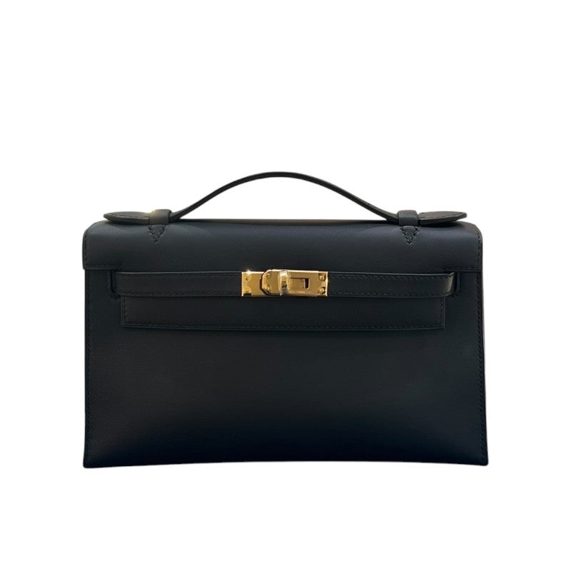 エルメス HERMES ポシェットケリー W刻 ブラック　GD金具 スイフト レディース ハンドバッグ