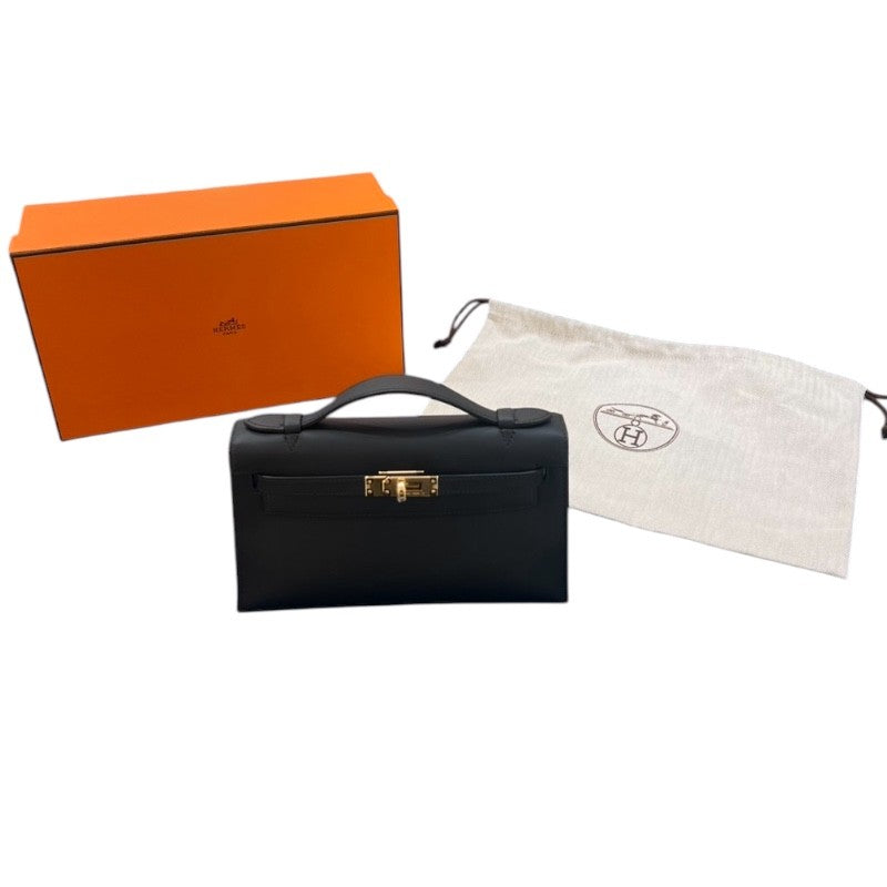エルメス HERMES ポシェットケリー W刻 ブラック　GD金具 スイフト レディース ハンドバッグ