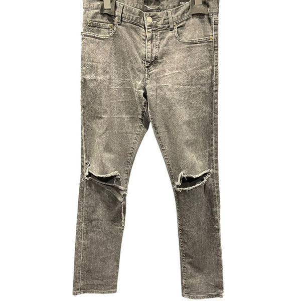 サンローラン SAINT LAURENT クラッシュ加工スキニーデニムパンツ グレー コットン メンズ デニムパンツ