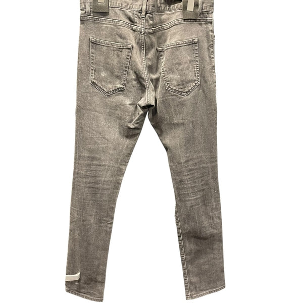 サンローラン SAINT LAURENT クラッシュ加工スキニーデニムパンツ グレー コットン メンズ デニムパンツ