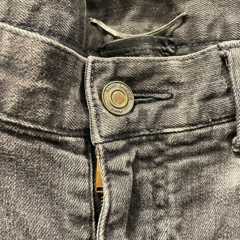 サンローラン SAINT LAURENT クラッシュ加工スキニーデニムパンツ グレー コットン メンズ デニムパンツ