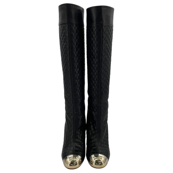 シャネル CHANEL マトラッセキルティングレザーロングブーツ 328017 ブラック レザー レディース ブーツ