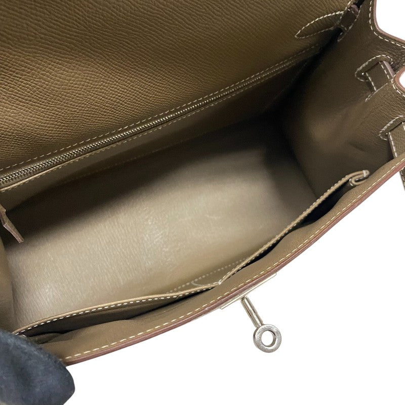 エルメス HERMES ケリー28 外縫い Z刻 エトゥープ シルバー金具 エプソン レディース ハンドバッグ