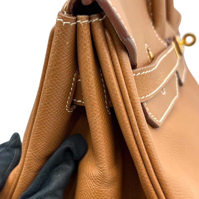 エルメス HERMES バーキン35 □F刻印 ゴールド ゴールド金具 クシュベル レディース ハンドバッグ