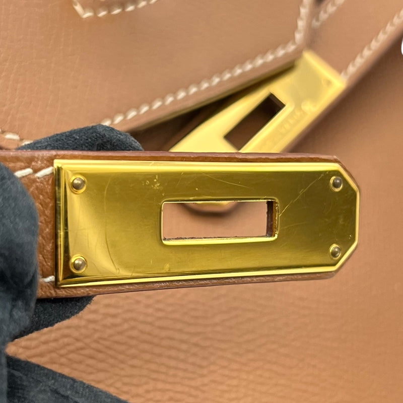 エルメス HERMES バーキン35 □F刻印 ゴールド ゴールド金具 クシュベル レディース ハンドバッグ