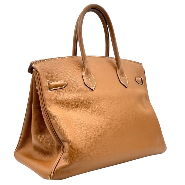 エルメス HERMES バーキン35 □F刻印 ゴールド ゴールド金具 クシュベル レディース ハンドバッグ