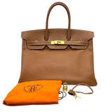 エルメス HERMES バーキン35 □F刻印 ゴールド ゴールド金具 クシュベル レディース ハンドバッグ