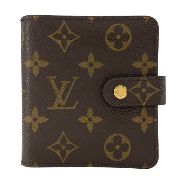 ルイ・ヴィトン LOUIS VUITTON コンパクトジップ M61667 ブラウン モノグラムキャンバス ユニセックス 二つ折り財布