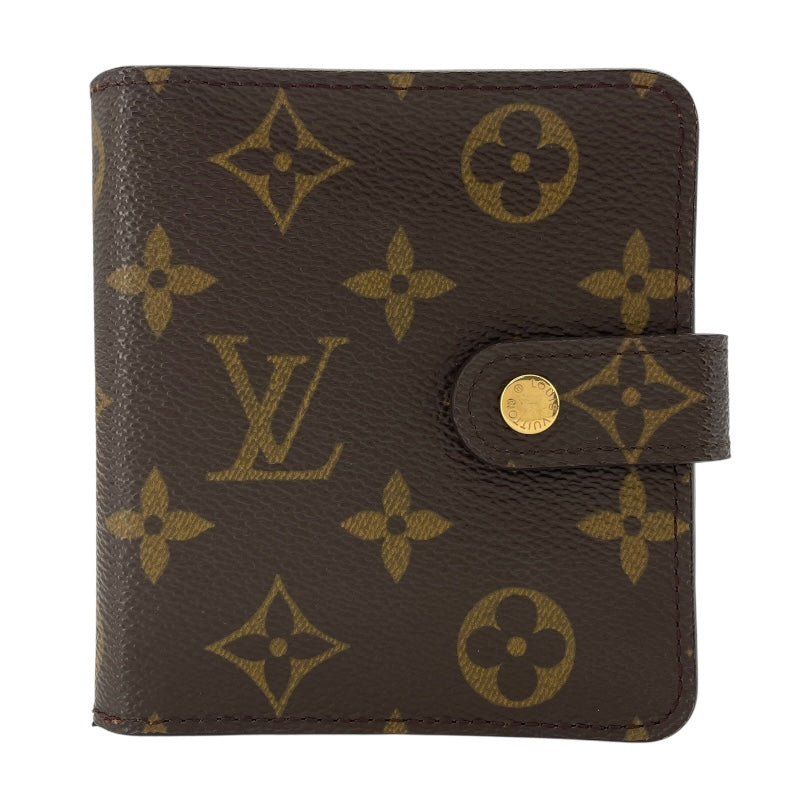 ルイ・ヴィトン LOUIS VUITTON コンパクトジップ M61667 ブラウン モノグラムキャンバス ユニセックス 二つ折り財布