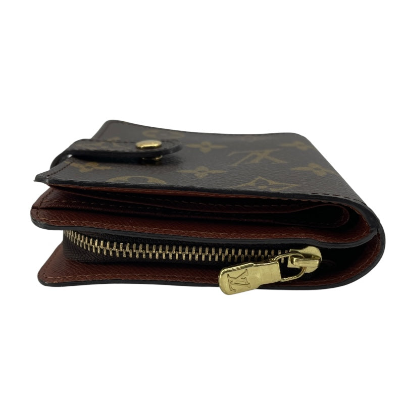 ルイ・ヴィトン LOUIS VUITTON コンパクトジップ M61667 ブラウン モノグラムキャンバス ユニセックス 二つ折り財布