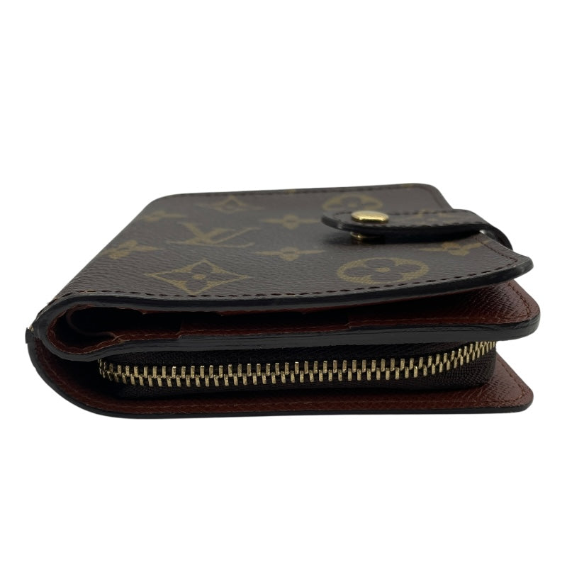 ルイ・ヴィトン LOUIS VUITTON コンパクトジップ M61667 ブラウン モノグラムキャンバス ユニセックス 二つ折り財布