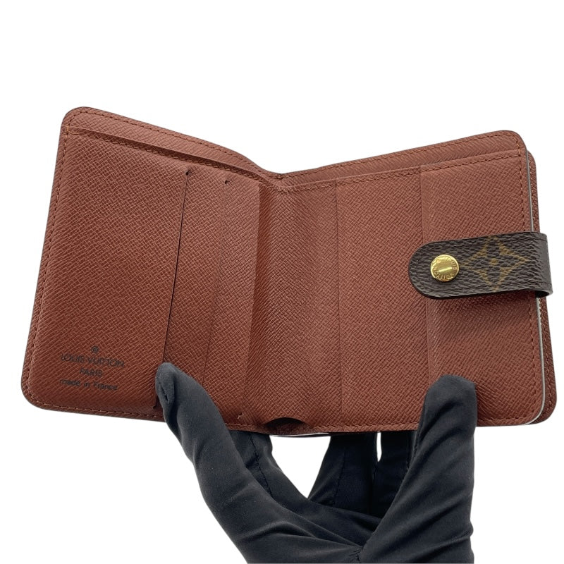ルイ・ヴィトン LOUIS VUITTON コンパクトジップ M61667 ブラウン モノグラムキャンバス ユニセックス 二つ折り財布