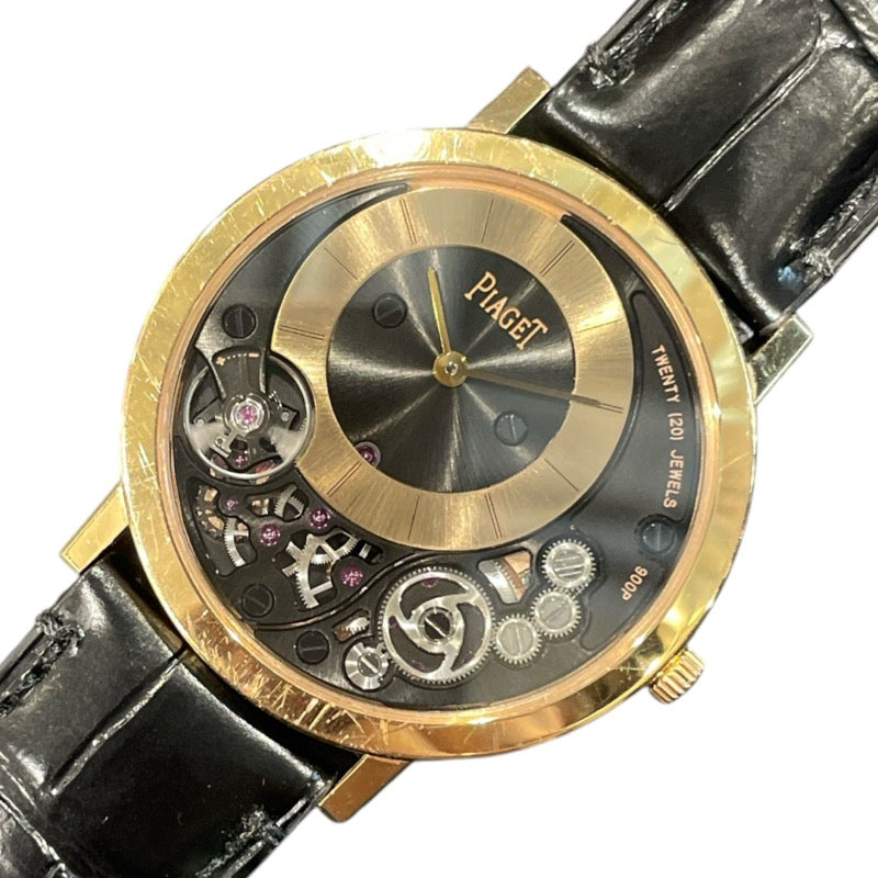 ピアジェ PIAGET アルティプラノ P10920 K18ピンクゴールド／革 手巻き メンズ 腕時計