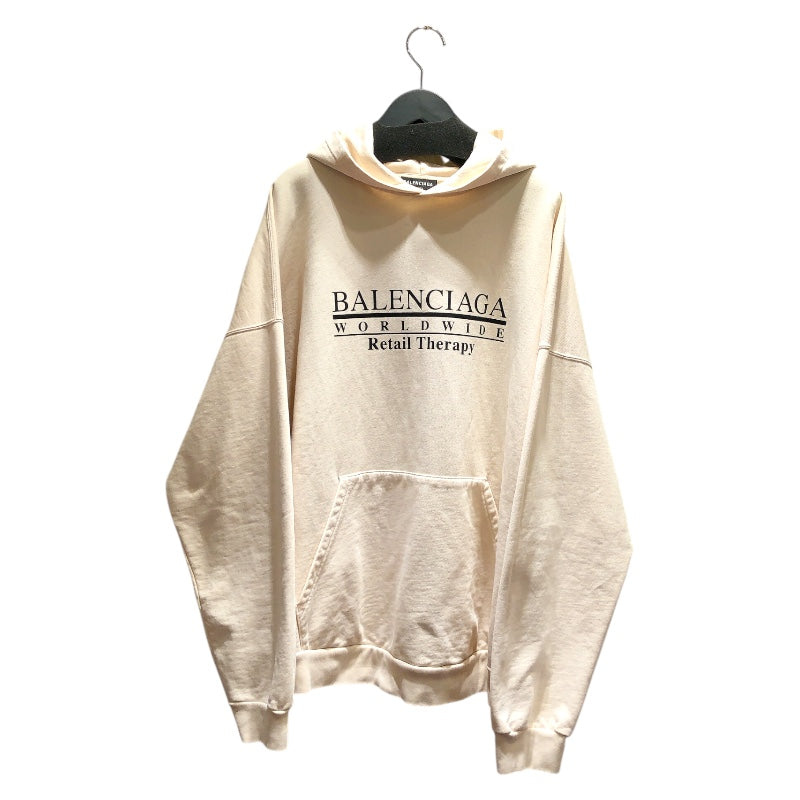 バレンシアガ BALENCIAGA オーバーサイズロゴパーカー アイボリー コットン ユニセックス パーカー