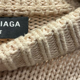 バレンシアガ BALENCIAGA ロゴ刺繍オーバーサイズニットセーター ベージュ コットン メンズ セーター
