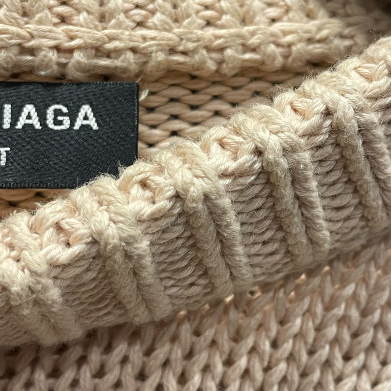 バレンシアガ BALENCIAGA ロゴ刺繍オーバーサイズニットセーター ベージュ コットン メンズ セーター
