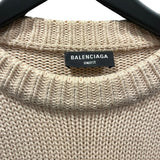 バレンシアガ BALENCIAGA ロゴ刺繍オーバーサイズニットセーター ベージュ コットン メンズ セーター