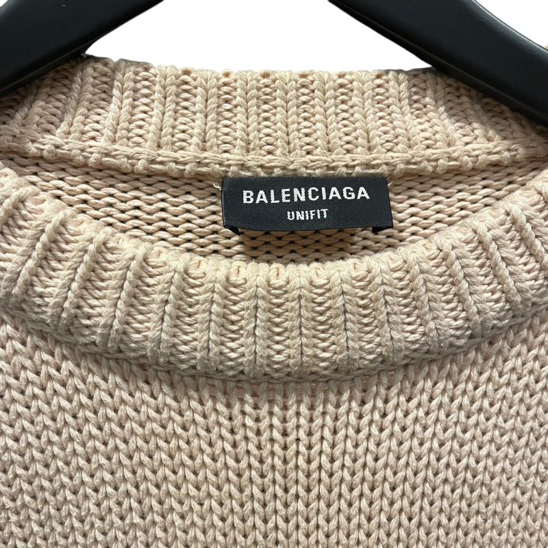 バレンシアガ BALENCIAGA ロゴ刺繍オーバーサイズニットセーター ベージュ コットン メンズ セーター