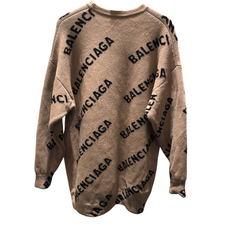 バレンシアガ BALENCIAGA ロゴ総柄ニットセーター 620983 ベージュ ウール メンズ ニット