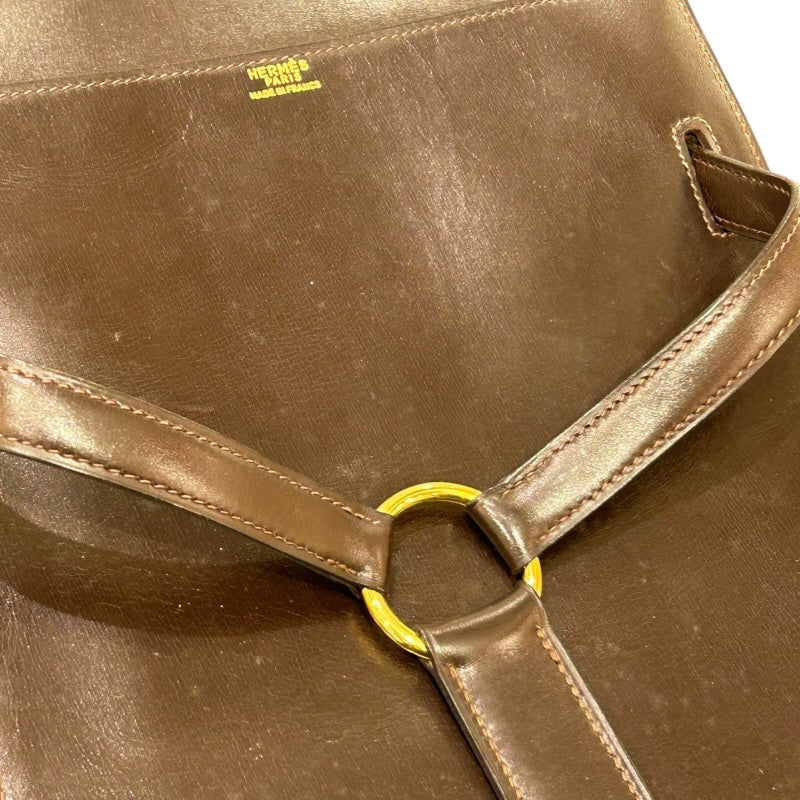 エルメス HERMES ショルダーバッグ 〇G刻印 ショコラ/ゴールド金具 ボックスカーフ ユニセックス ハンドバッグ