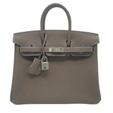 エルメス HERMES バーキン25 D刻 エトゥープ　SV金具 トゴ レディース ハンドバッグ