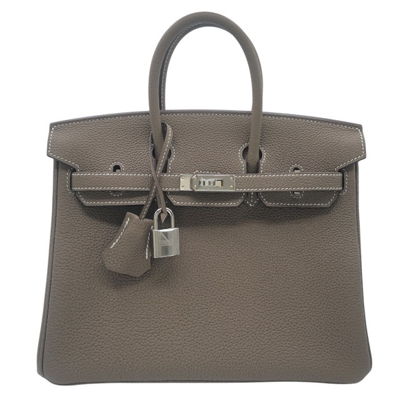 エルメス HERMES バーキン25 D刻 エトゥープ　SV金具 トゴ レディース ハンドバッグ