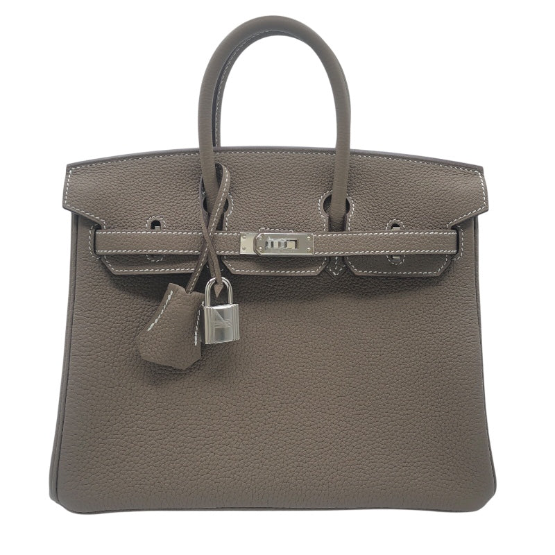 エルメス HERMES バーキン25 D刻 エトゥープ　SV金具 トゴ レディース ハンドバッグ