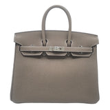 エルメス HERMES バーキン25 D刻 エトゥープ　SV金具 トゴ レディース ハンドバッグ