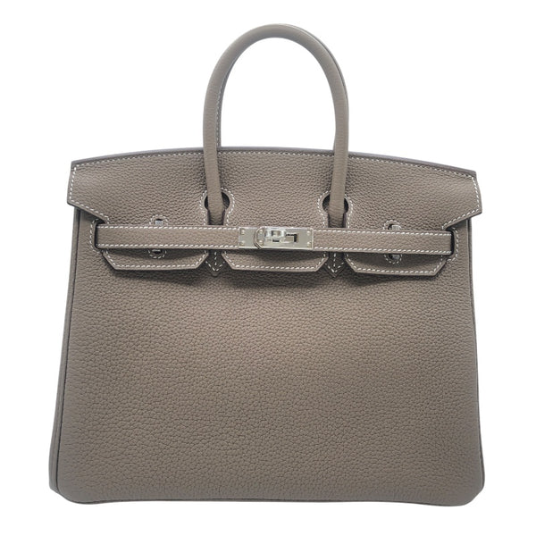 エルメス HERMES バーキン25 D刻 エトゥープ　SV金具 トゴ レディース ハンドバッグ