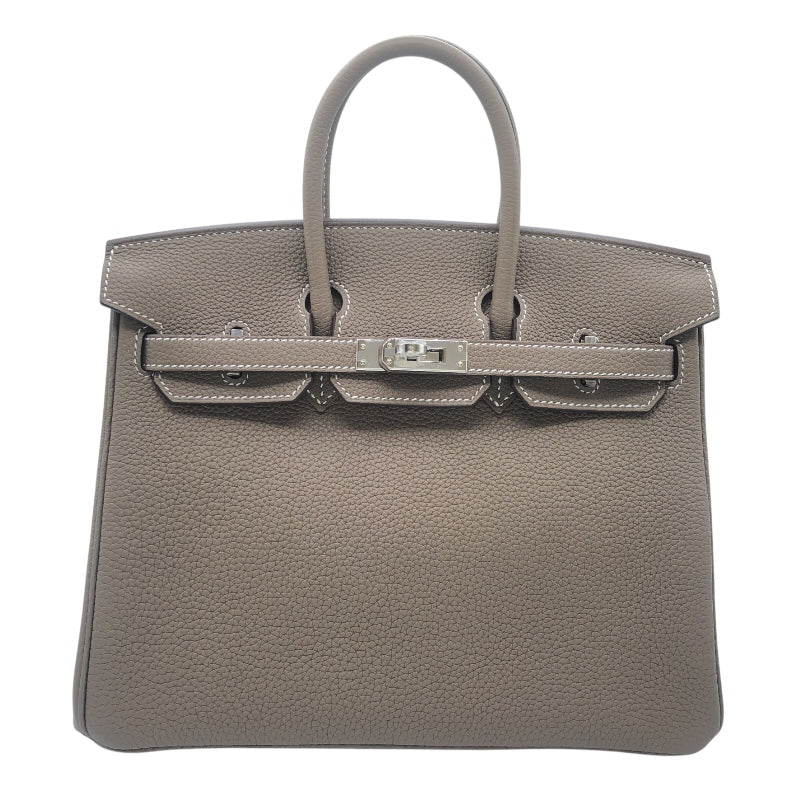 エルメス HERMES バーキン25 D刻 エトゥープ　SV金具 トゴ レディース ハンドバッグ