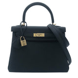 エルメス HERMES ケリー25　内縫い W刻 ブラック　GD金具 トゴ レディース ショルダーバッグ
