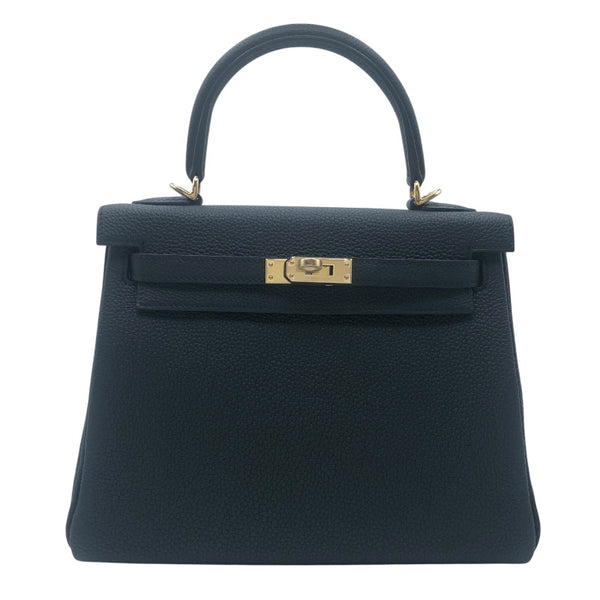 エルメス HERMES ケリー25　内縫い W刻 ブラック　GD金具 トゴ レディース ショルダーバッグ