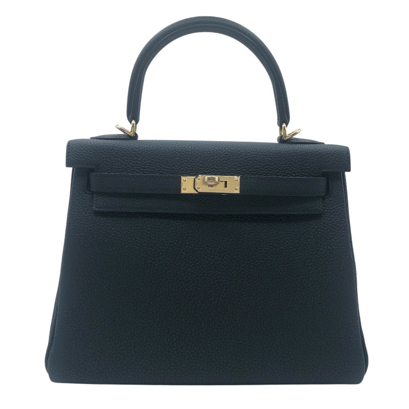 エルメス HERMES ケリー25　内縫い W刻 ブラック　GD金具 トゴ レディース ショルダーバッグ