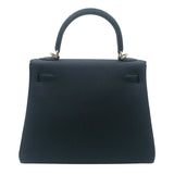エルメス HERMES ケリー25　内縫い W刻 ブラック　GD金具 トゴ レディース ショルダーバッグ