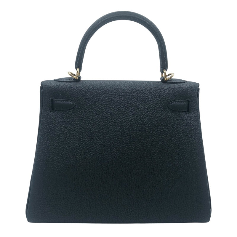 エルメス HERMES ケリー25　内縫い W刻 ブラック　GD金具 トゴ レディース ショルダーバッグ