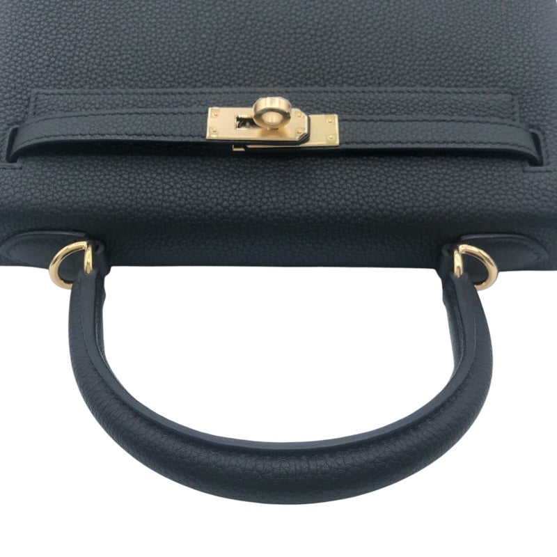 エルメス HERMES ケリー25　内縫い W刻 ブラック　GD金具 トゴ レディース ショルダーバッグ