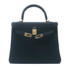 エルメス HERMES ケリー25　内縫い W刻 ブラック　GD金具 トゴ レディース ショルダーバッグ
