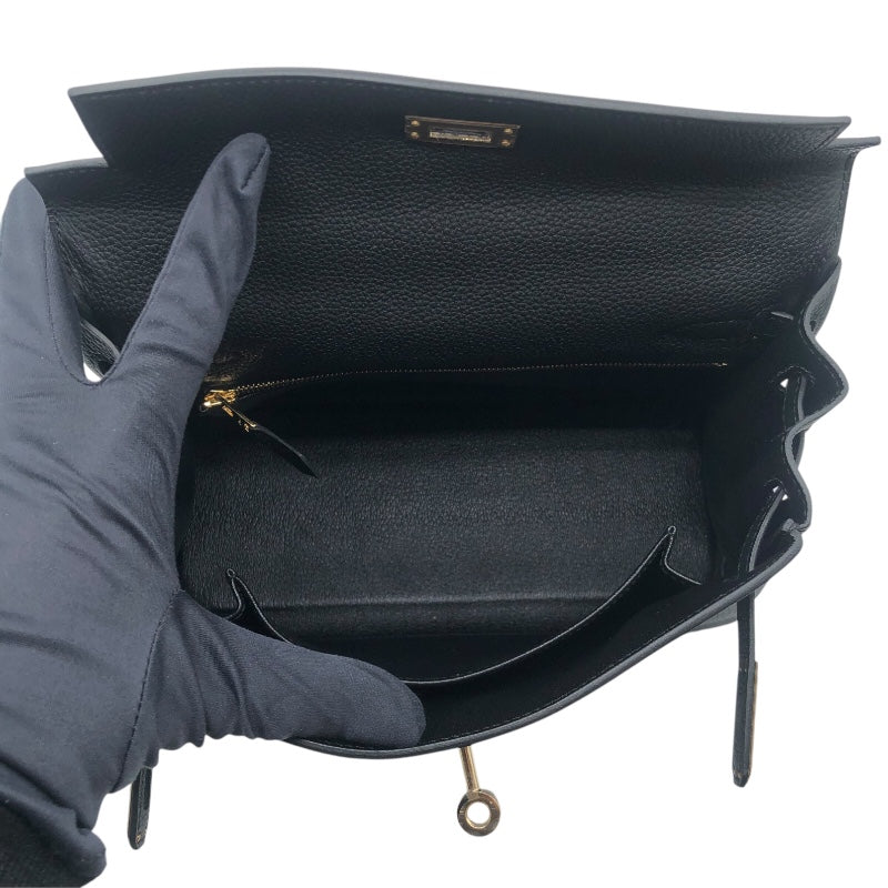 エルメス HERMES ケリー25　内縫い W刻 ブラック　GD金具 トゴ レディース ショルダーバッグ