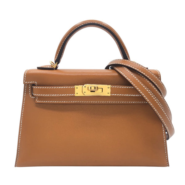 エルメス HERMES ミニケリー2 U刻 ナチュラルサブレ ゴールド金具 ヴォーバトラー レディース ショルダーバッグ