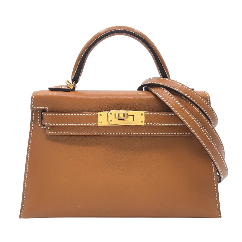 エルメス HERMES ミニケリー2 U刻 ナチュラルサブレ ゴールド金具 ヴォーバトラー レディース ショルダーバッグ